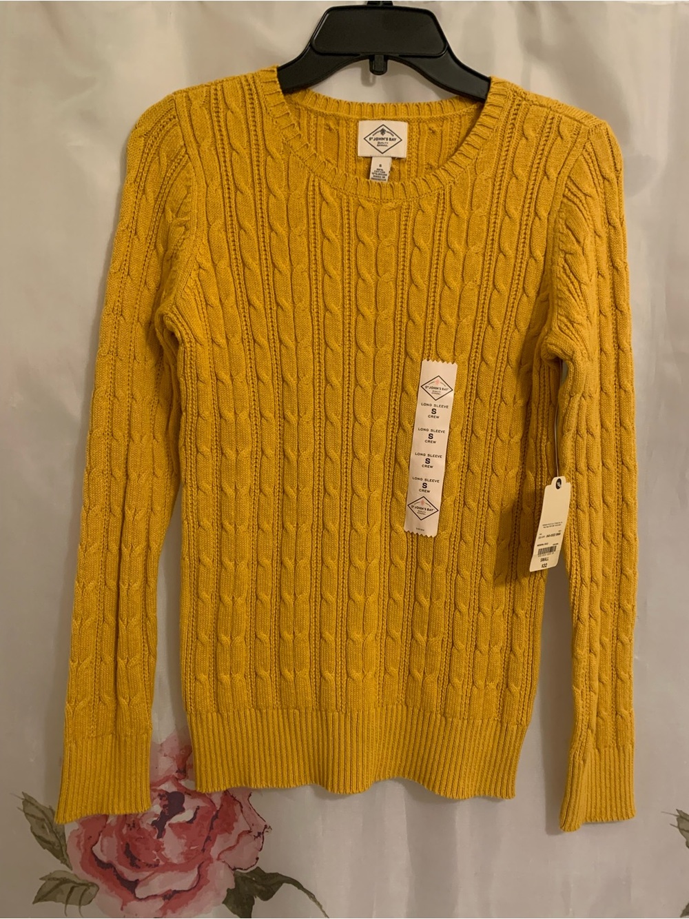 St. John's Bay Cable-Knit Crewneck Sweater - Mustard